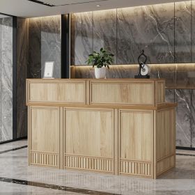 57" Reception Desk with Counter Metal Frame Front Desk Office Furniture for Business And Professional Use