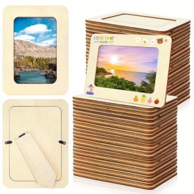 40 Pack Wooden Picture Frames | 4" x 6" Unfinished Standing Photo Frames for Crafts, Halloween, Thanksgiving, Christmas, Wedding, Birthday