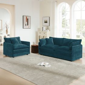 2 Seater Loveseat and Chair Set, 2 Piece Sofa & Chair Set, Loveseat and Accent Chair (Color: as Pic)